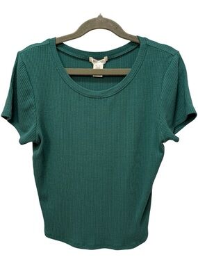 Bozzolo Teal Ribbed Scoop Neck Short Sleeve Tee
